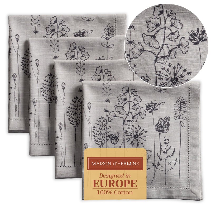 Maison d' Hermine Cloth Napkins Set of 4 100% Cotton Everyday Reusable Square Napkins Cloth Washable, Dinner, Party, Wedding, Restaurant, Spring/Summer (Flore, 20" x 20") - Image 1